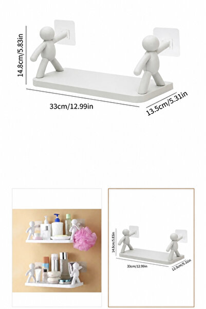NİSİBİS HOME Sevimli İnsan Motifli Banyo Mutfak Ofis Baharat Rafı Kendinden Y...