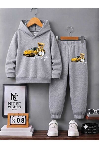 Leto Lykia Children's Tracksuit Set Unisex (Yellow Taxi Glasses Bear Winter P...