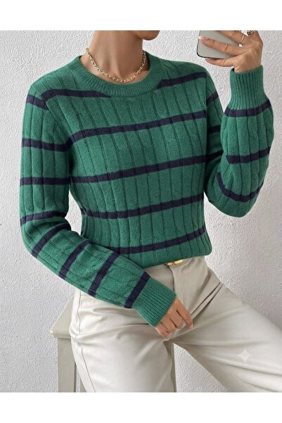 ZERELLE COLLECTİON Women's Knitwear Sweater with Hair Weave Line Pattern