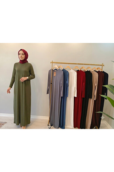 GAFURE Penye Uzun Kol Tesettür Elbise | Standart Beden | 9 Renk Seçenekli | 140 cm