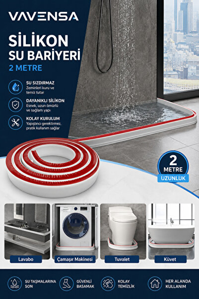 2 Metre Kendinden Yapışkanlı Su Bariyeri Esnek Mutfak Banyo Tezgah Su Kesici