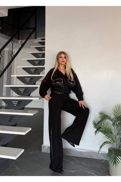 Bella Belluci Leather Detailed Suit