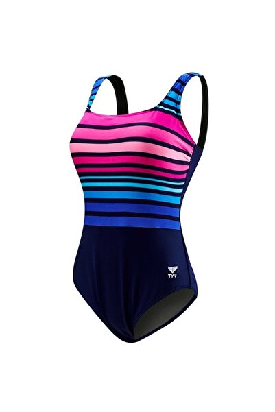 TYR costum inot femei Ombre stripe aqua controlfit - albastru navy roz mov