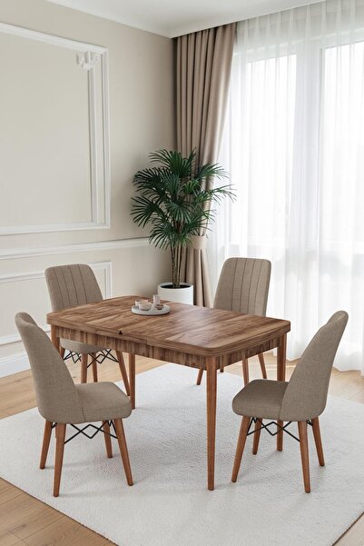 Kaktüs Avm 80x170CM Mutfak Masası Takımı | 4 Kişilik Açılır Masa Sandalye Takımı -Yemek Odası-MDF