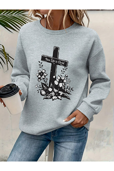 Deocept Bedrucktes Damen-Sweatshirt mit Rundhalsausschnitt und bequemer Passform