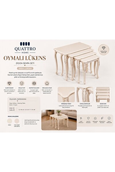 QUATTRO HOME Lavenza Krem Zigon Sehpa