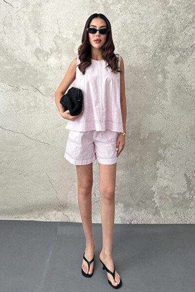 End Black Store Pink painted stitch detailed set