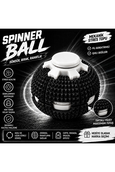 Genel Markalar Mekanik Spinner Ball Stres Topu Tırtıklı Yüzeyli Dönen Fidget ...