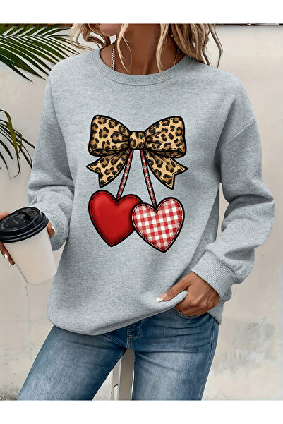 Deocept Women's Printed Crew Neck Comfortable Fit Sweatshirt