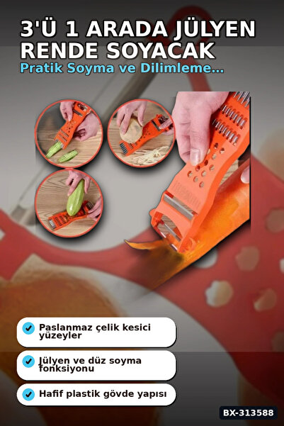 Mercansa 3-in-1 Julienne Grater Peeler Chopper Kitchen Tool with Stainless St...