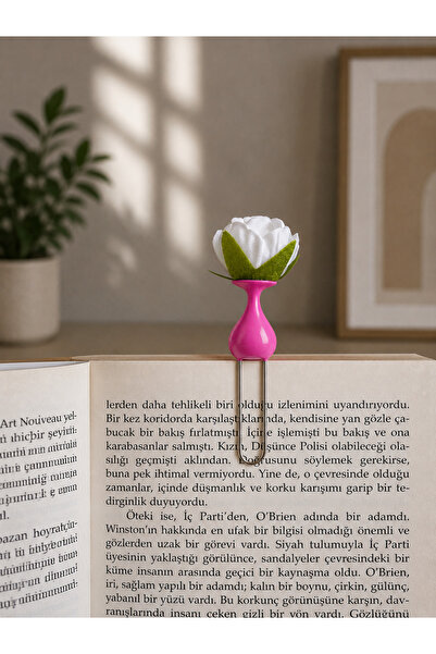 Güsvent Design Co El Yapımı Çiçekli Vazo Kitap Ayracı Büyük Boy