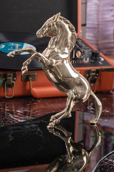 DMT COPPER HOME Şahlanan At Figürlü PİRİNÇ 18 CM Dekoratif Biblo Ev - Işyeri ...