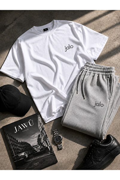 JAWÜ FASHION طقم تي شيرت رياضي من القطن الفاخر مطبوع من جالو - مقاس كبير
