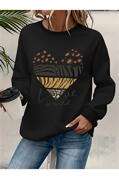 Deocept Women's Printed Crew Neck Comfortable Fit Sweatshirt