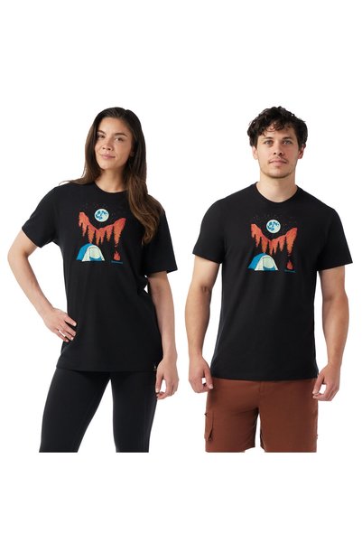 Smartwool Tricou merino - Night Camp cu mânecă scurtă și imprimeu grafic - Negru