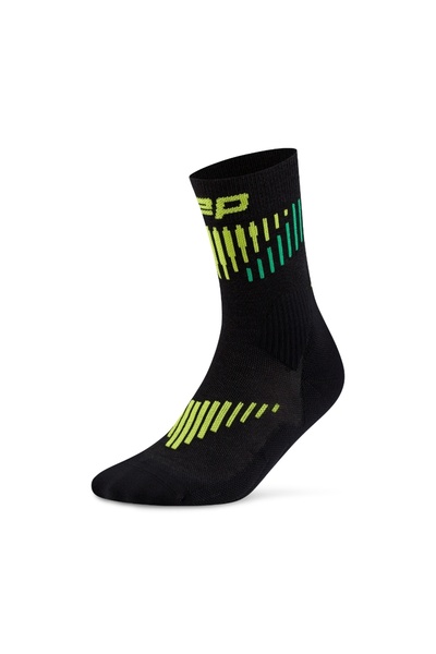 Cep Șosete compresie Core Run Merino Mid Cut - negru/lime | alergare vreme rece