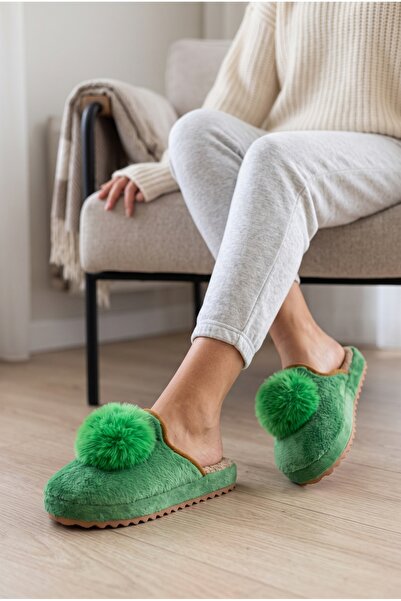 StWenn Women's Fluffy Plush House Slippers with Large Pompoms, Closed Toe, Wa...