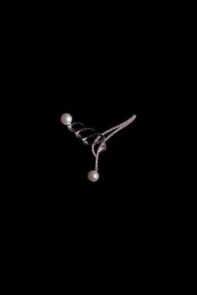 L&S JEWELLERY DALGALI MODEL İNCİ KOLYE UCU 925 AYAR GÜMÜŞ RODYUM (BEYAZ ALTIN...