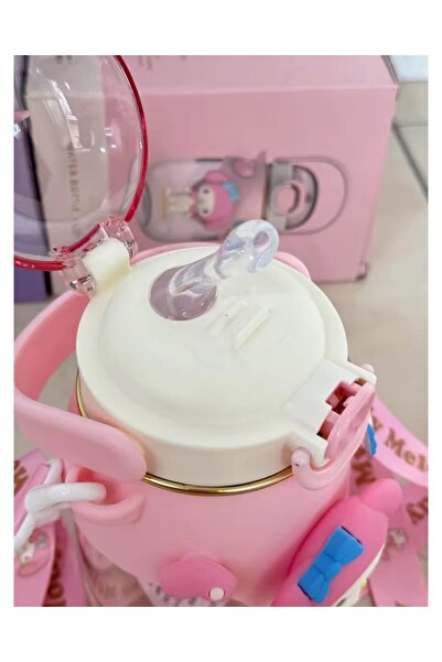 Fillikutum My Melody Figürlü 650 ML Pipetli Çocuk Suluğu Kapak Kilitli Taşıma Saplı Okul Matarası