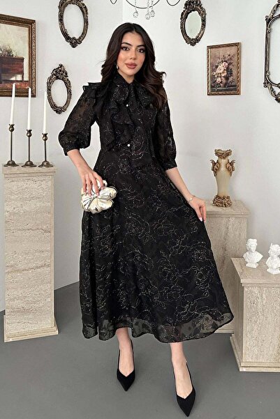 End Black Store Blue Dress with Black Bow