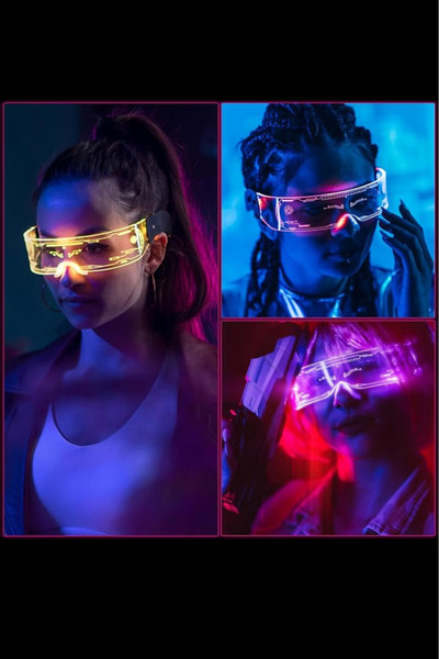 Dynego LED Işıklı Parti Gözlüğü 7 Renkli RGB Disko Karnaval Cadılar Bayramı K...