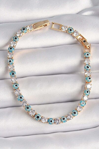 Inure Jewelry Brass Gold Color Waterway Zircon Stone Evil Eye Beaded Women's ...