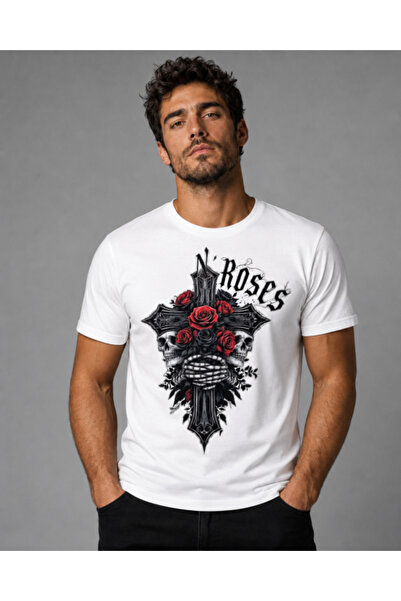 Malfini Tricou cu craniu, trandafiri și cruce