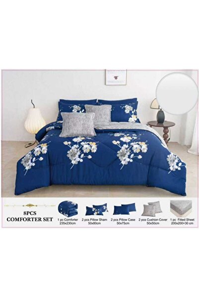 BIET ALMAFROSHAT Duvet Cover Set with 8 Pieces of New Quilted Double-Sided Mi...