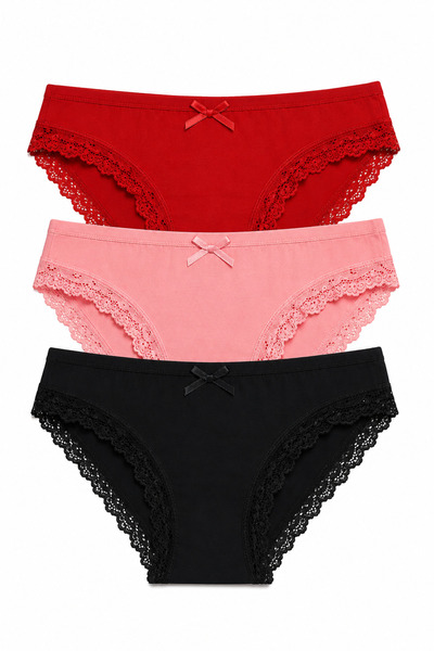 Dantelli Bikini Slip 3lü Külot 3Adet