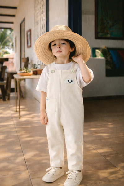 Pufiko Kids Unisex 3 İplik Ekru Salopet