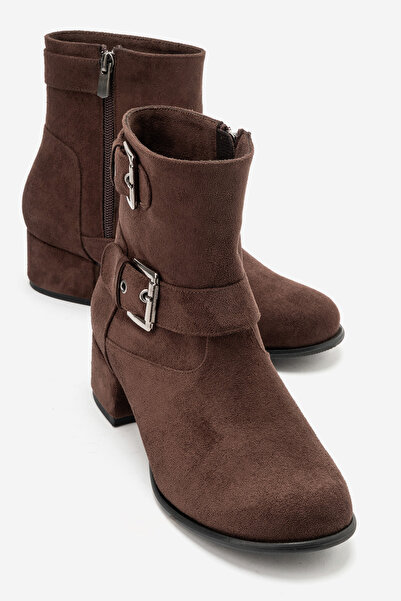 by selvi Lukka Shoes Hope Women's Zippered Heeled Boots with Buckle Accessories