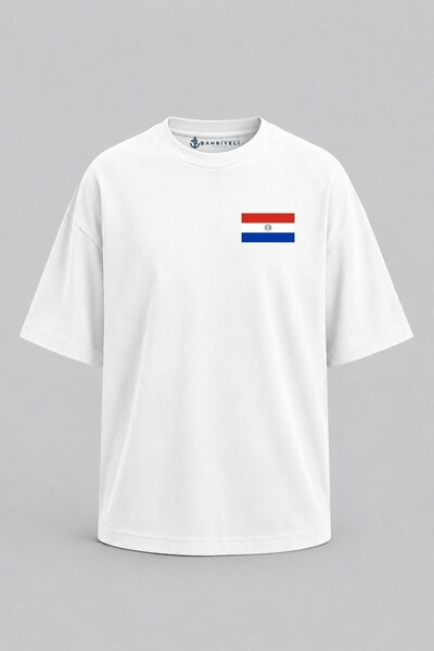 Bahriyeli Collection Oversize Paraguay Flag Pocket Printed Unisex T-Shirt