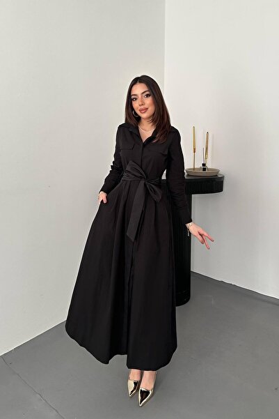 End Black Store Black Buttoned Poplin Dress