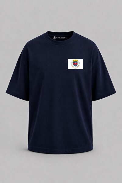 Bahriyeli Collection Oversize Saint Barthélemy Flag Pocket Printed Unisex T-S...