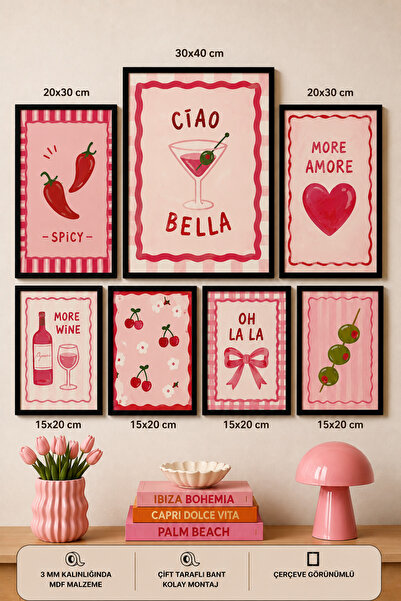 UNT 7-Piece Frame-Looking Modern Painting Set |   Retro & Pink Pop Art |   Li...