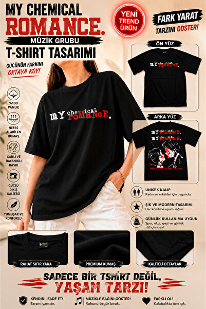 FG KONNİCHİWA My Chemical My Romance Music Band T-Shirt - Front and Back Prin...