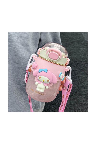 Fillikutum My Melody Figürlü 650 ML Pipetli Çocuk Suluğu Kapak Kilitli Taşıma Saplı Okul Matarası