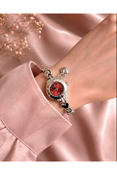 Mihristore Gümüş Kalp Saat Pinterest Saat Kalp Charm Kadın Kol Saati Hediyeli...