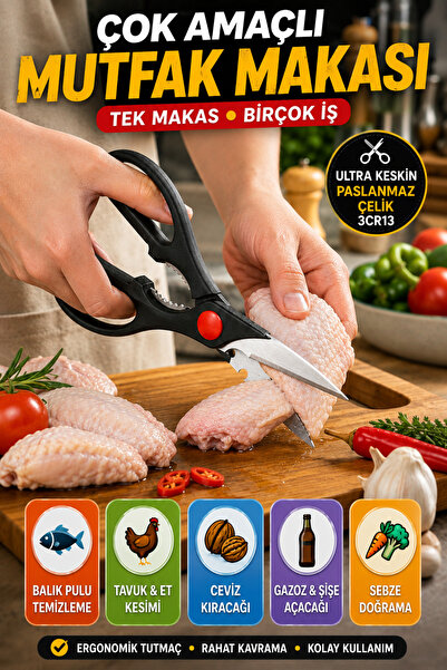 OpenCity Multipurpose Kitchen Scissors Stainless Steel Chicken Meat Fish Vege...