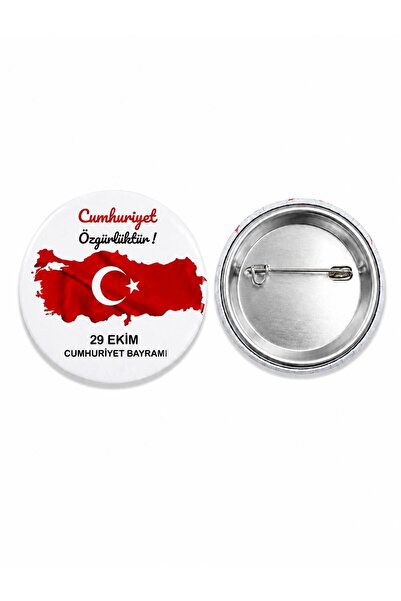 maycollection 29 Ekim Cumhuriyet Bayramı Türk Bayrağı Atatürk Rozet Ceket-Çan...