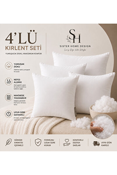 Sister Home Design Kırlent İç Yastık 350 Gr Boncuk Elyaf Dolgulu Dekoratif Ya...