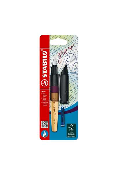 Stabilo Stilou EASYbirdy Grow, M, roșu prună / cireșiu, material, 1 rezervă, blister