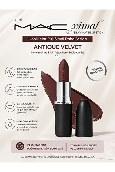 M.A.C M·A·CXIMAL Silky Matte Lipstick 3.5 g – Nemlendirici, Yoğun Pigmentli, ...
