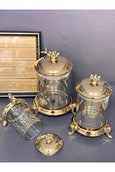 Meri Ev Gereçleri King Gold Vacuum Lid Jar Set 3 Pieces