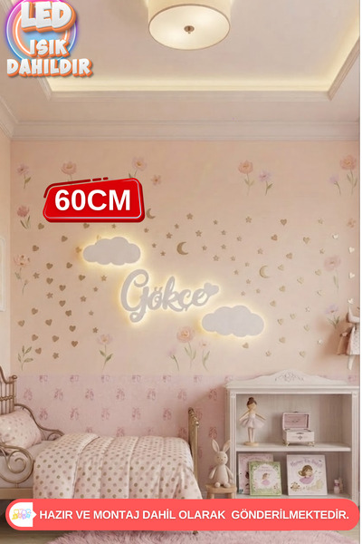 UmayBabyDekor Led Işık Gece Lambası Bebek Çocuk Odası Duvar Dekorasyonu