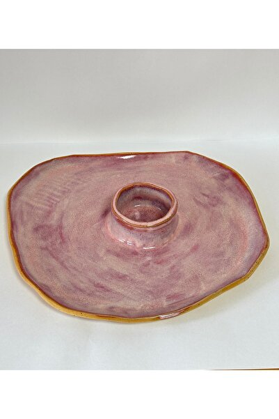 Leonart Atölye El yapımı stoneware seramik sunum tabağı sosluklu