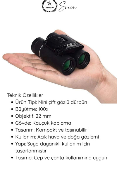 Svein #CepDürbünü Dürbün 100x22 Uzun Menzil Mini Cep Profesyonel Kauçuk Kaplama Su Geçirmez Kamp Doğa Kuş Gözlem Avcılık Seyahat Outdoor Kompakt Optik Çift Gözlü Taşınabilir Görüş Cihazı