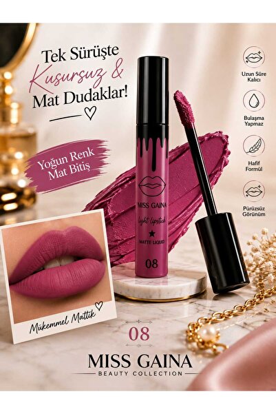 VitaMood Yaşam Matte Liquid Mat Likit Ruj – Kalıcı & Bulaşmayan Yoğun Renk – 01-08 Numara Seçenekli (1 Adet)