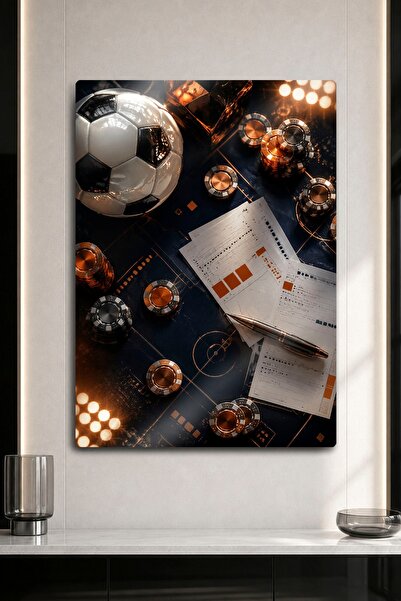 DekorHane Decor de perete din metal - Tablă tactică de fotbal cu jetoane de j...