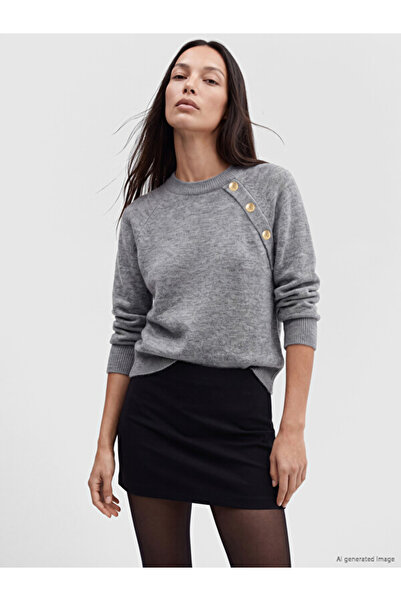 LC Waikiki Crew Neck Button Detailed Women's Knitwear Sweater